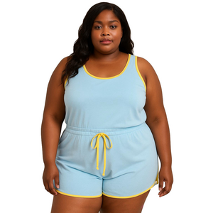 Cheek Boss Buttery Soft Plus Size Sleep Set in 2X TURQUOISE and YELLOW NWT